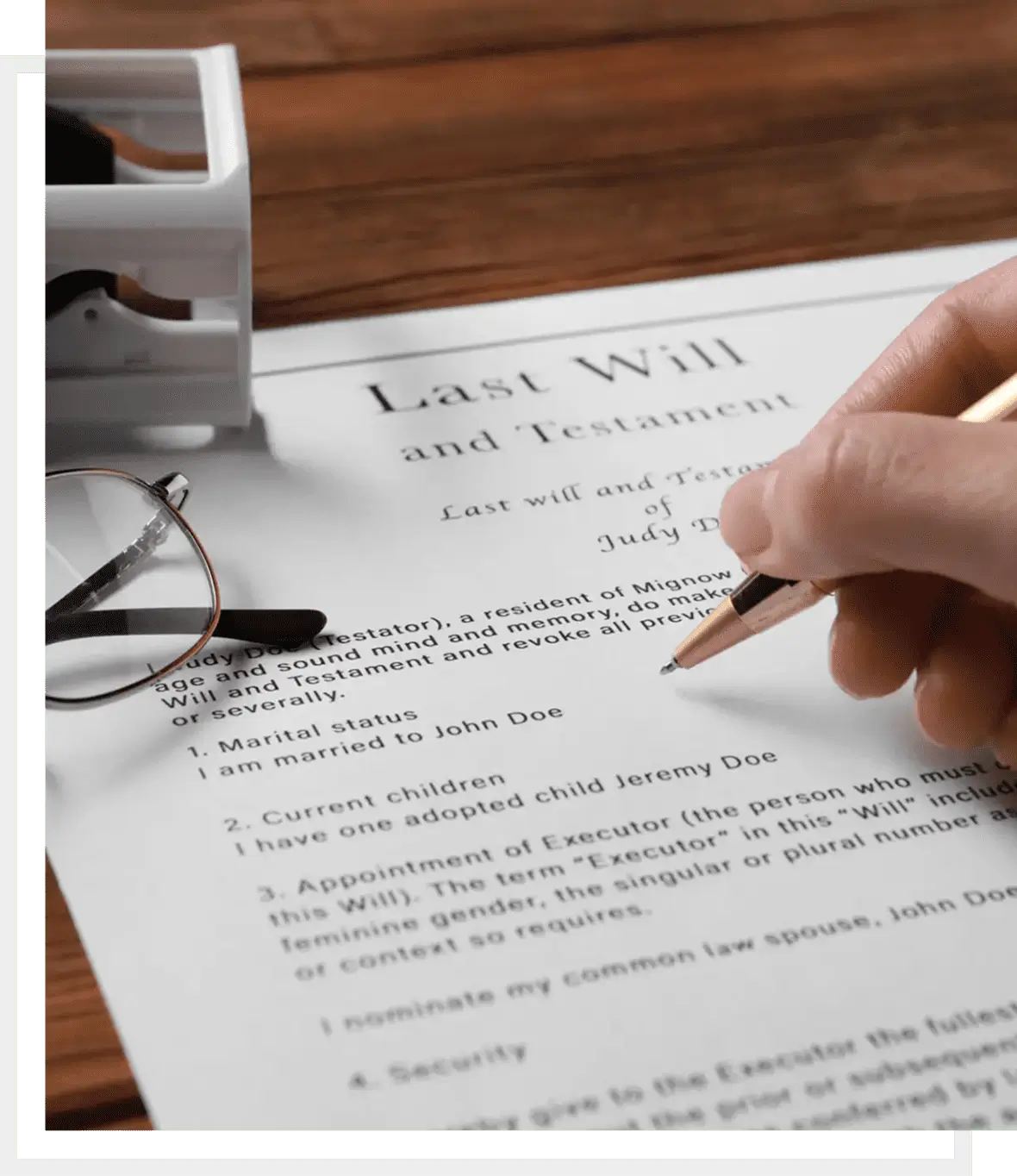 Person signing a last will